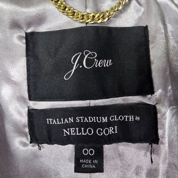 J. Crew Nello Gori Italian Stadium Cloth Coat Size 00 Gray Wool Stand Collar - Picture 3 of 11